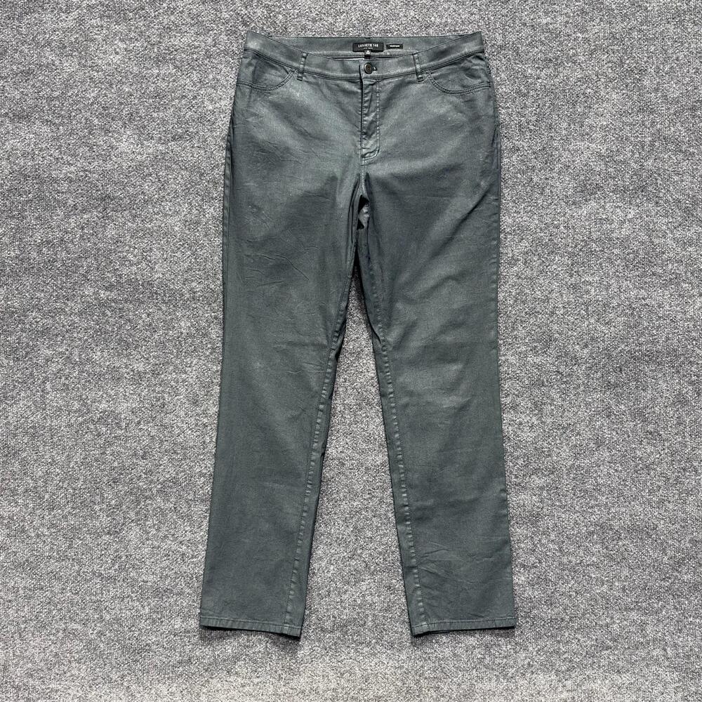 Lafayette 148 New York Pants Womens 12 Gray Waxed Stretch Denim Chino Thompson